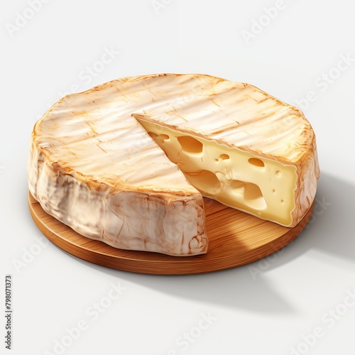 Baked Camembert Cheese isolated on White background