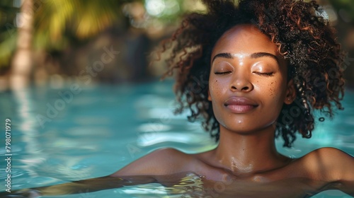 black woman  in summer spa 
