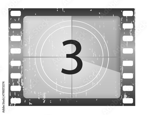 PNG, Movies countdown vectors set. Big set a classic film countdown frame at the number one, two, three, four, five, six, seven, eight and nine. Old film movie timer count. Vector Illustration