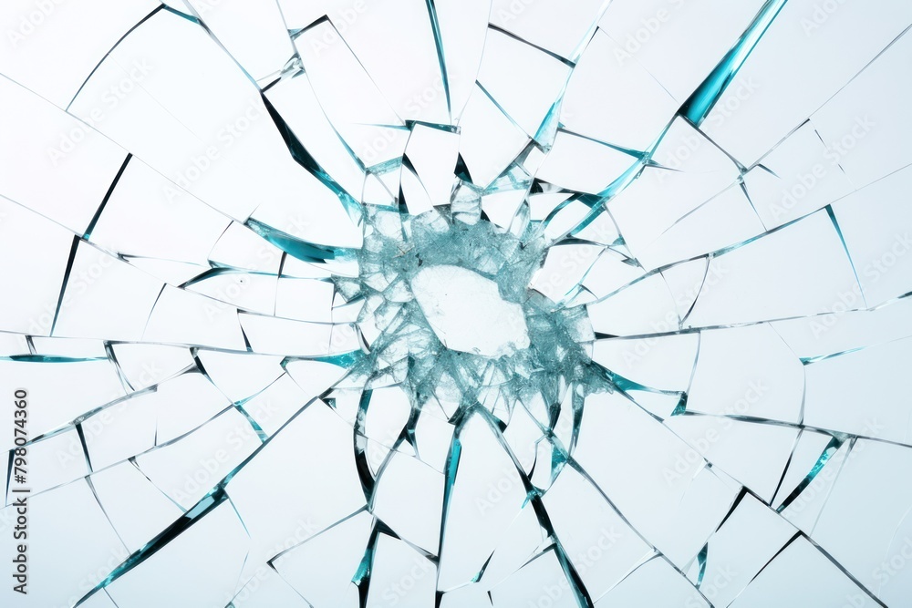 Cracked glass effect, white background