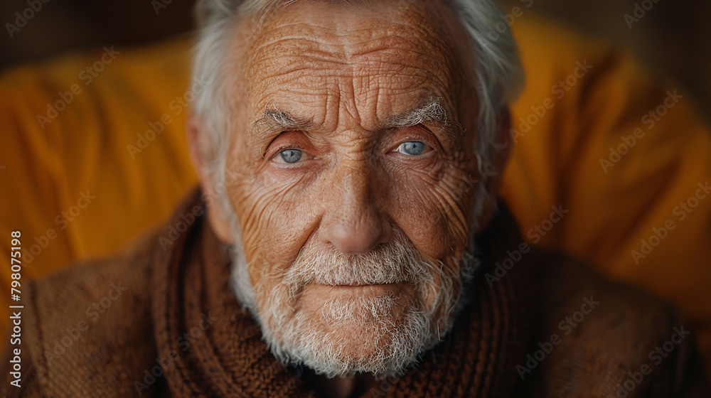 Professional studio photo portrait of a nice pleasant elderly man, senior, a retiree, with a pronounced emotional expression, widescreen 16:9 Professional studio photo portrait of a nice pleasant elderly man, senior, a retiree, with a pronounced emotional expression, widescreen 16:9