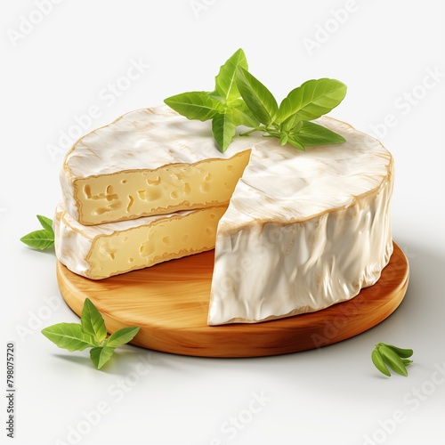 Baked Camembert Cheese isolated on White background