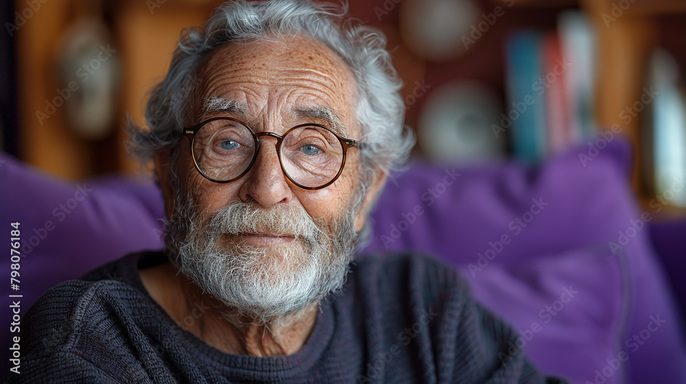 Professional studio photo portrait of a nice pleasant elderly man, senior, a retiree, with a pronounced emotional expression, widescreen 16:9 Professional studio photo portrait of a nice pleasant elderly man, senior, a retiree, with a pronounced emotional expression, widescreen 16:9