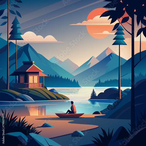 sunset on the lake