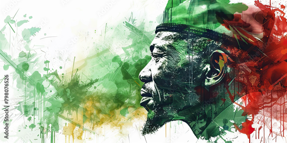 Nigerian Flag with a Traditional Chief and a Oil Worker - Visualize the Nigerian flag with a traditional chief representing Nigeria's diverse cultures and an oil worker Nigerian Flag with a Traditional Chief and a Oil Worker - Visualize the Nigerian flag with a traditional chief representing Nigeria's diverse cultures and an oil worker