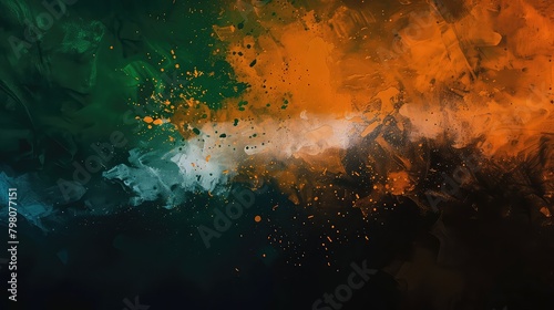 Teal orange black color gradient background grainy texture effect poster banner landing page backdrop design india independence day