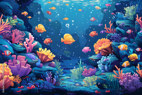 illustration depicting a whimsical underwater world