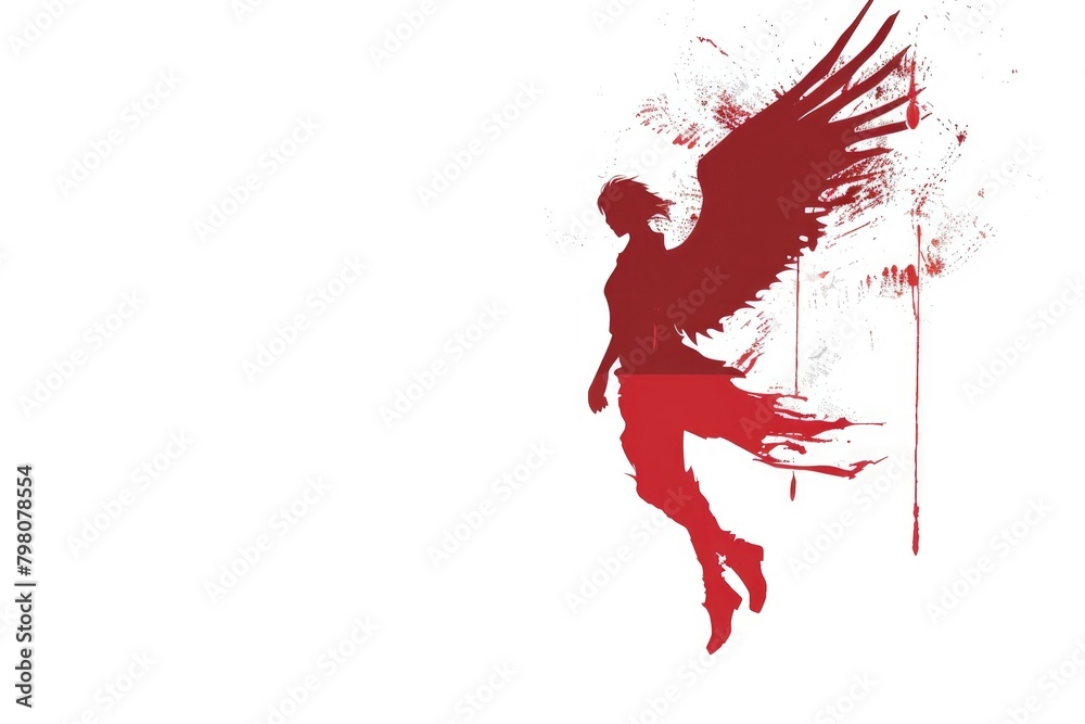 A man soaring through the air with a bird perched on his back. Suitable for adventure and freedom concepts A man soaring through the air with a bird perched on his back. Suitable for adventure and freedom concepts