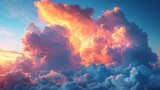 Beautiful cloudscape during sunset , background illustration