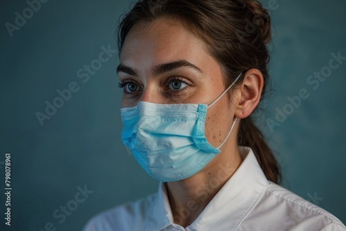 white European woman wearing a COVID protective mask