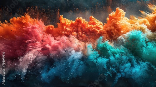 rainbow powder explosion on a black background © Afeefa_Rehman