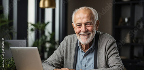 elderly man and computer