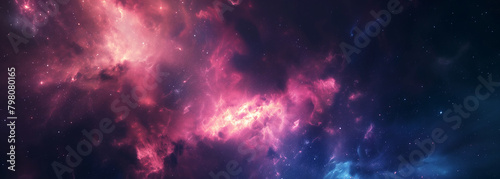 A celestial nebula brimming with stars, nebulous clouds with hues of blue and specks of white starlight scattered photo