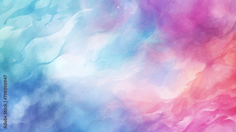 Soft blending of pink, blue, and purple watercolors creating a soothing abstract background Perfect for artistic and serene concepts