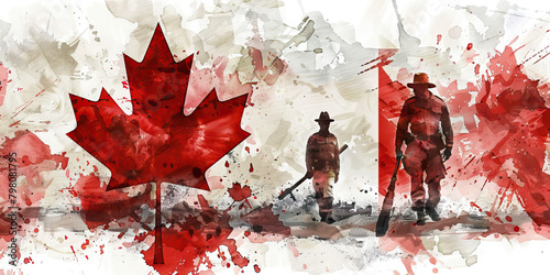 Canadian Flag with a Mountie and a Timber Worker - Imagine the Canadian flag with a Mountie representing the Royal Canadian Mounted Police and a timber worker