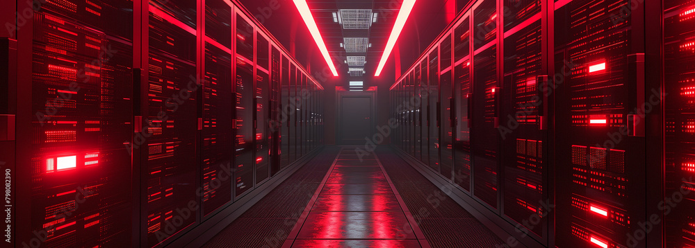 Advanced data center with rows of high-tech servers. Advanced data center with rows of high-tech servers.
