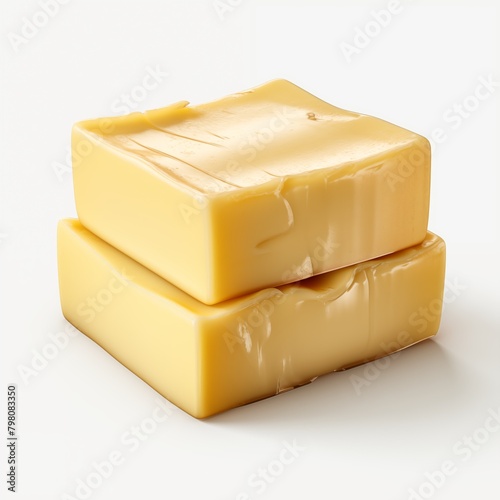 Yellow Cheese on Wooden Board on White Background isolated on white background