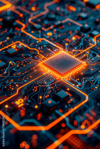 Discover the complex patterns within an electronic circuit technology background.