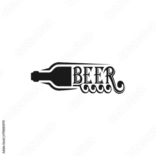 Silhouette beer logo design vector