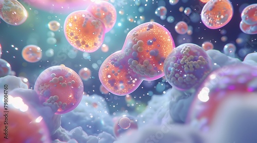 A close up of an abstract cell and other cells in the background.