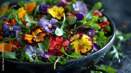 Healthy Dining Experience: Organic Salad with Mixed Edible Petals