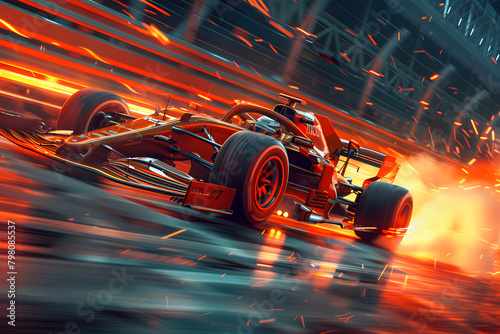 thrilling sport illustration showcasing a race car speeding