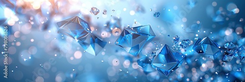 Dynamic Design: Flying Triangles & Confetti in Blue & Purple (Abstract Web Banner) photo