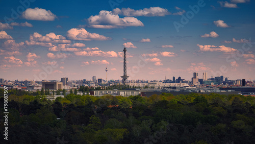Berlin Sunset over the City - Skyline - Cloud - Background - Funkturm - Fernsehturm - Concept - City - Hauptstadt - Germany - Europa - Travel 