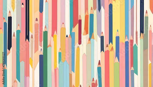 Seamless pattern background of Colorful pencils  abstract pencil pattern wallpaper style  2d illustration 