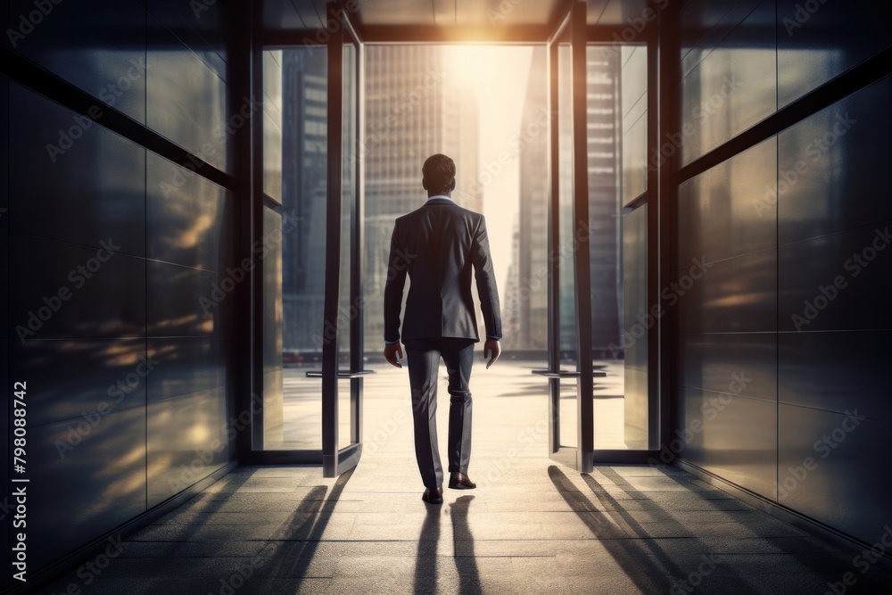 Fototapeta premium Opening door walking standing adult.