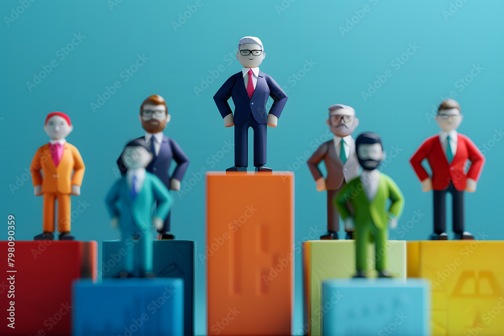 3D illustrations depicting different leadership styles 3D illustrations depicting different leadership styles