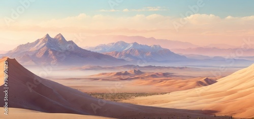 Panoramic landscape of the desert     Desert scenic background