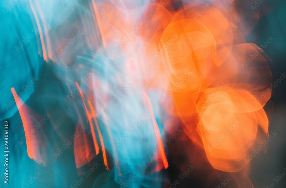 Abstract blurred photograph of blurred orange and blue shapes Abstract blurred photograph of blurred orange and blue shapes