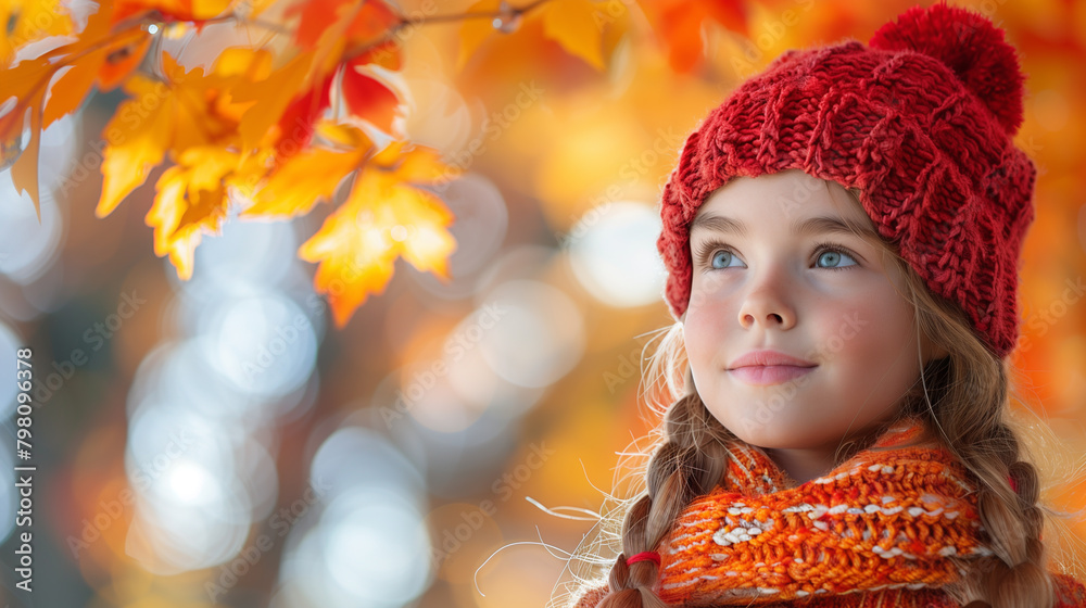 Autumn banner , nice girl with yellow red fall leaves on blurred nature background . Autumn banner , nice girl with yellow red fall leaves on blurred nature background .