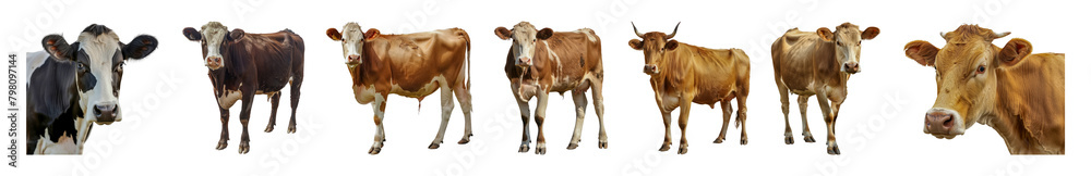 Different breeds of cows cut out png on transparent background Different breeds of cows cut out png on transparent background