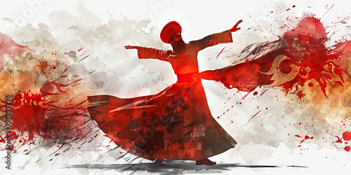  Turkish Flag with a Whirling Dervish and a Carpet Weaver - Picture the Turkish flag with a whirling dervish representing Turkey's Sufi heritage and a carpet weaver photo