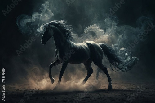 horse in the night content created with generative AI software.