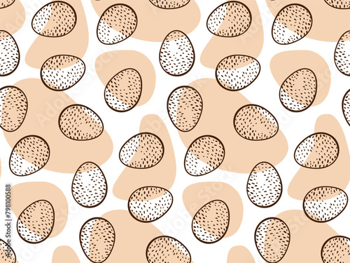 turkey eggs seamless pattern. Outline background for cookbook, greeting card, poster, invitation, banner, menu design. doodle background wrapping paper, package design. 