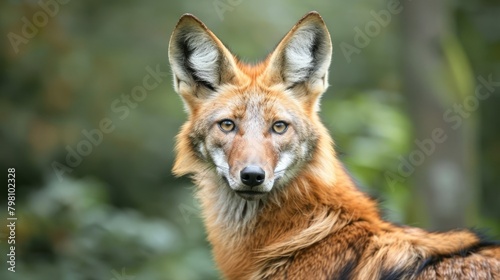 Graceful head portrait of a maned wolf (chrysocyon brachyurus) captured in natural habitat photo