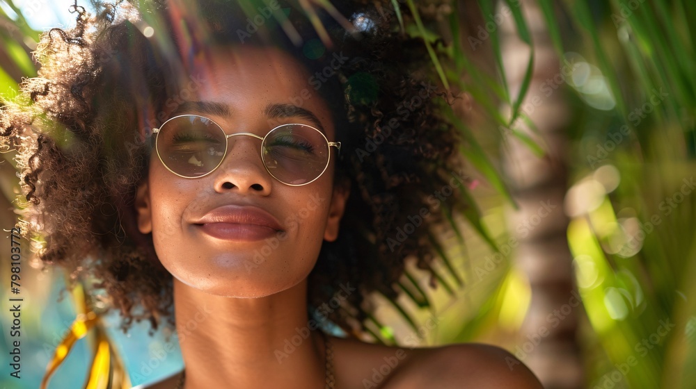 portrait of female black model at summer vacation portrait of female black model at summer vacation