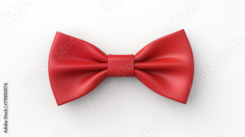 Red bow tie made of silk on white background
