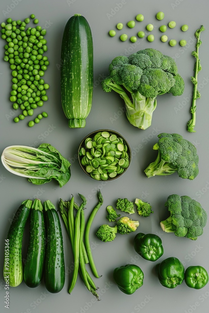 Fresh Green Vegetables Assortment on Dark Background