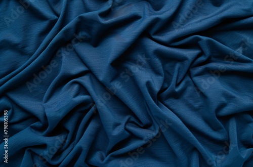 Blue Dark Navy Blue solid cotton jersey fabric material background 