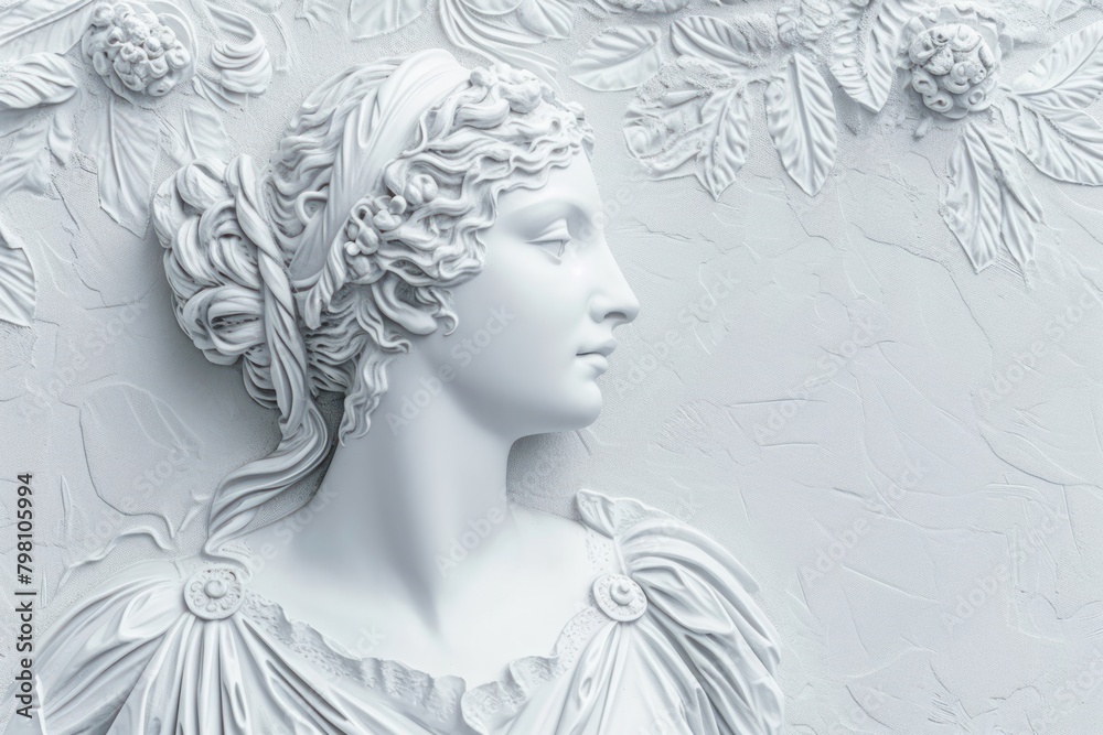 Fototapeta premium Roman lady white sculpture nature.