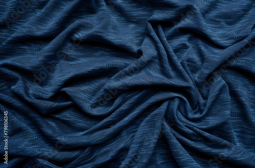 Blue Dark Navy Blue solid cotton jersey fabric material background 