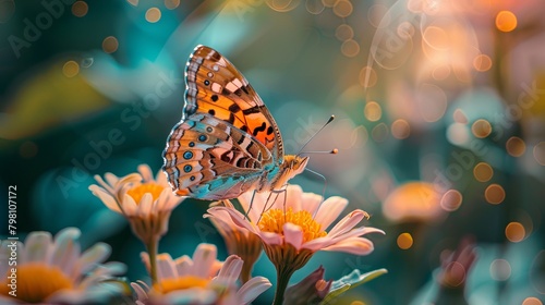 Vibrant summer garden: close-up of exquisite butterfly perched on flower - macro nature photography © Ashi