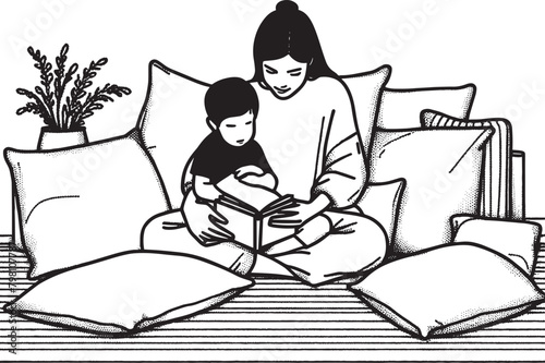 That lovely scene of the mother, Happy mothers Day, Vector illustration