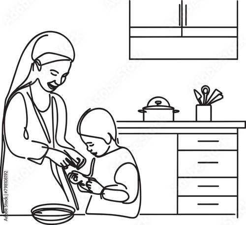 That lovely scene of the mother, Happy mothers Day, Vector illustration