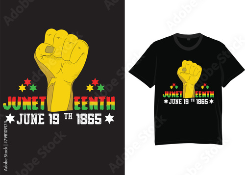 Trendy Juneteenth typography and graphic T-shirt design 