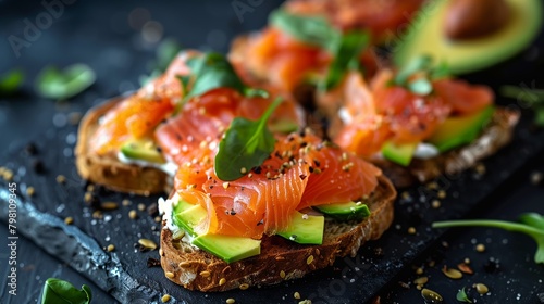 Smoked Salmon Avocado Toast with Fresh Herbs, Gourmet Breakfast